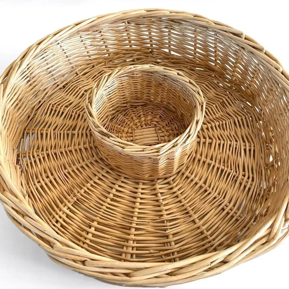 Wicker Rattan Chips & Dip Basket Bowl